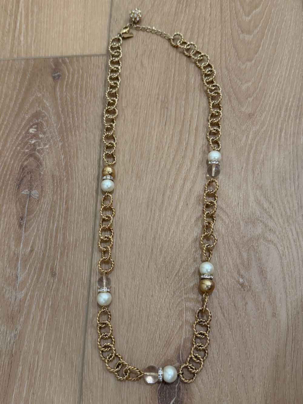 Kate Spade Gold Chain Necklace with Pearl and Crystal Accents